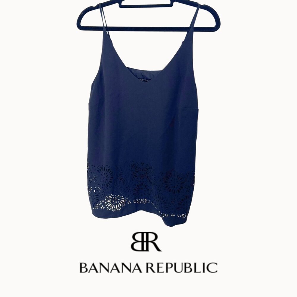 Banana Republic Dark Blue Camisole with Cutout Hem Size Small